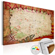 Slika na plutenoj podlozi Map of Barcelona [Cork Map] 90x60